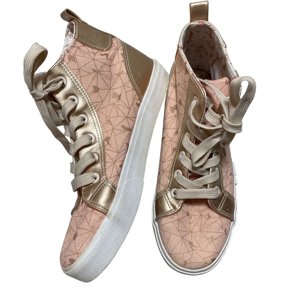 Ground Up Disney Princess High Top 5 Girls  Gold Metallic‎ Shimmer Lace Up Shoe